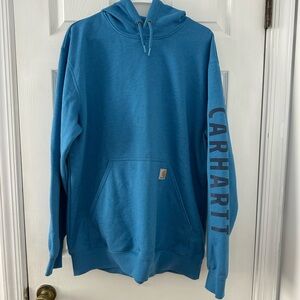 Carhartt Teal Hoodie with Sleeve Logo